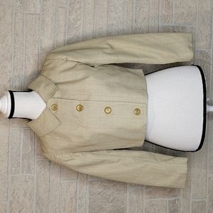 NWT PEERLESS Vintage Fitted Cropped Overcoat Windowpane Pink Beige White